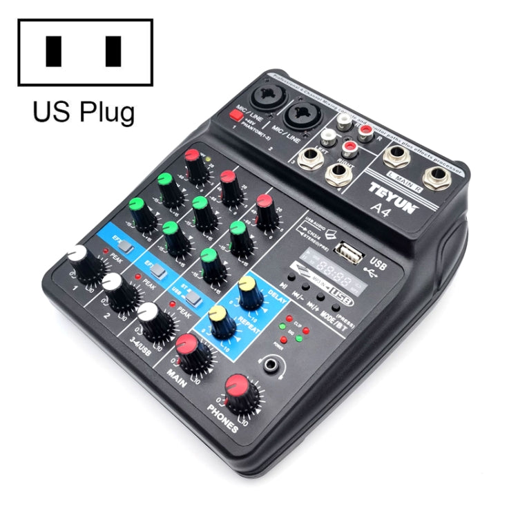 Mixer digitale per microfono piccolo a 4 vie TEYUN A4 Effetto di registrazione dal vivo Mixer digitale per microfono piccolo a 4 vie TEYUN A4 Effetto di registrazione dal vivo
